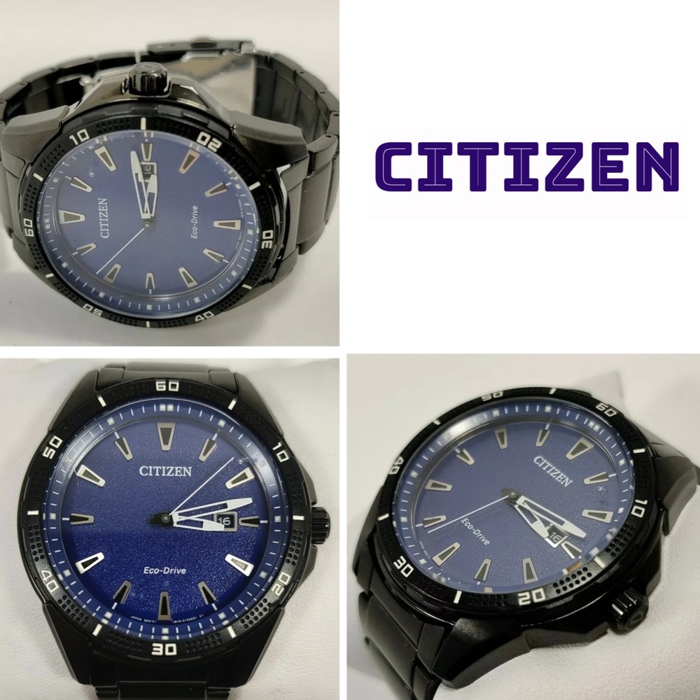 Citizen Eco-Drive Blue Dial Black IP Men's Watch